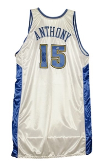 2004-2005 Carmelo Anthony Game Worn and Signed White Denver Nuggets Jersey (Team LOA)